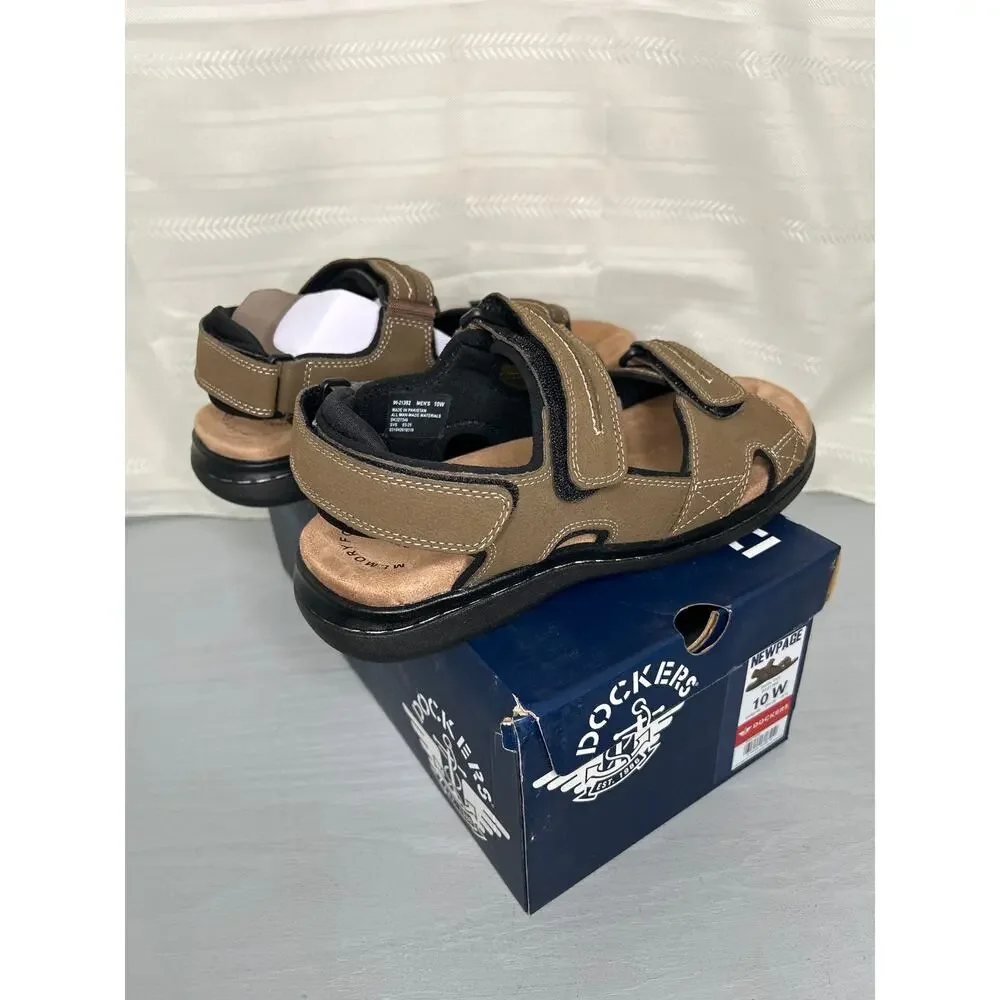 Dockers Newpage Quarter Strap Sandals Dark Tan Mens Size 10 Wide